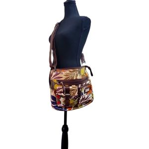 Vintage Relic Boho Large Floral Canvas Handbag Shoulder Purse Bag Pockets boho